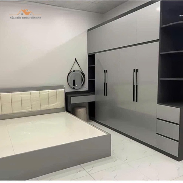 Giường ngủ nhựa cao cấp thiết kế sang trọng cho phòng ngủ