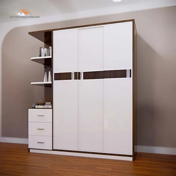 Tủ nhựa cánh lùa 3 cánh cao cấp tích hợp ngăn kéo