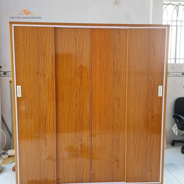tủ nhựa phòng ngủ vân gỗ sáng màu be